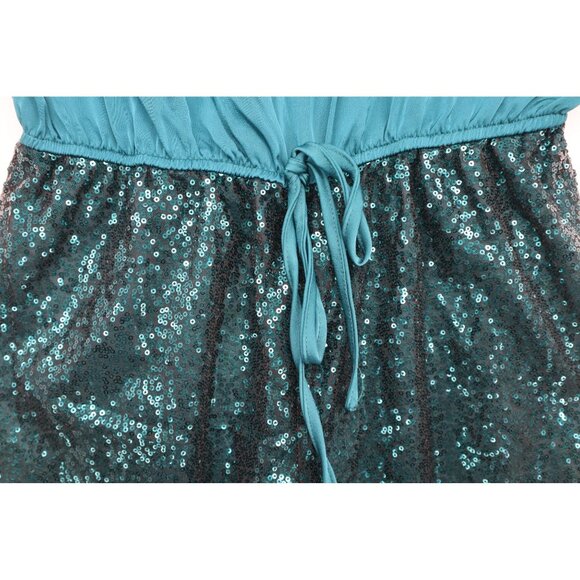 NWT Teal Emery Rose Sequin Romper With Short Dolman Sleeves & Tie Waist - Size M - Picture 5 of 11